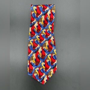 Vintage Cocktail Collection Abstract Loud Colorful Bright Bird Tie